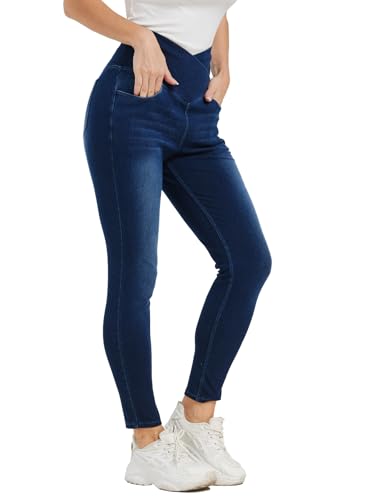 Women's High Waisted Jeggings Tummy Control Stretch Denim Pants, Soft Comfortable Fit, Skinny Leg Retro Casual Style