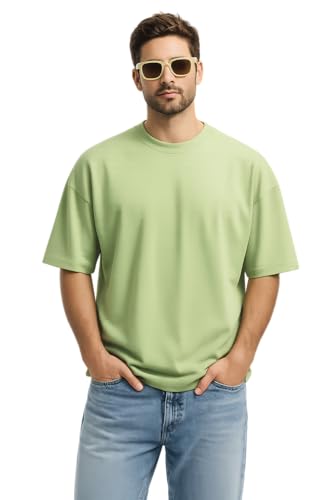 Image of Men's Oversized T-Shirt, Cotton Blend, Soft Fabric, Crew Neck, Short Sleeve