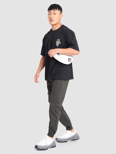 Image of Beyoung Cotton Solid Elastic with Drawstring Cargo Joggers for Men | Regular Fit | 2 Spacious Pockets | Smooth Texture