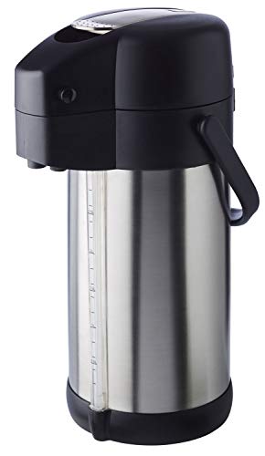 APS Pump-Insulated jug Premium - Double-Walled jug Made of matt Stainless Steel with Carrying Handle and Level Indicator - for hot and Cold Drinks - Pump Mechanism is Easy to Clean