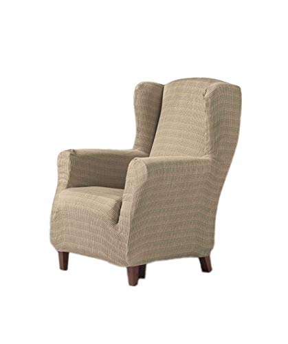 Estoralis Vega - Protector Cubresofá Elástico Adaptable Jacquard - Funda Sillon Orejero, Marfil