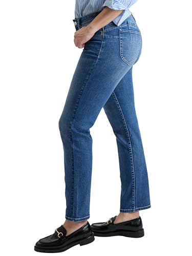 Women's High Rise Curve Confidence Wannabettabutt Straight Leg Jeans, M Medium Blue, 142