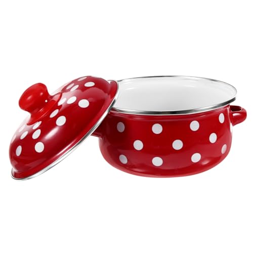 OKUMEYR Kochtopf Mit Deckel Emaille Bunt Retro Klein Induktionsgeeignet Küchenbedarf Dicker Schmortopf Wärmeisolierte Griffe Säurebeständig