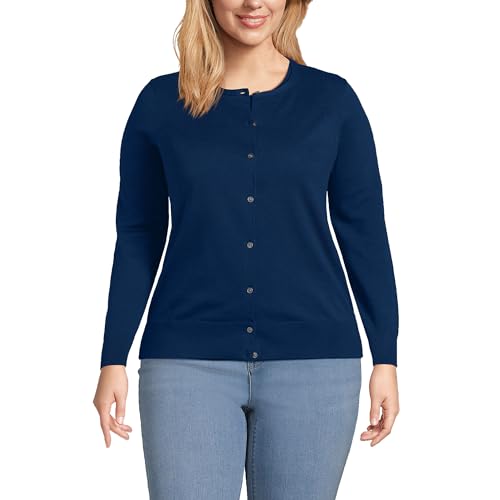 Image of Lands' End Women's Fine Gauge Cotton Cardigan Sweater