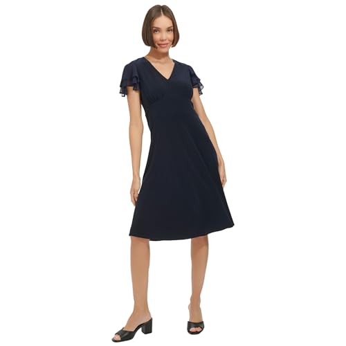 Tommy Hilfiger Women's Dress Fit and Flare,Sky Captain,6