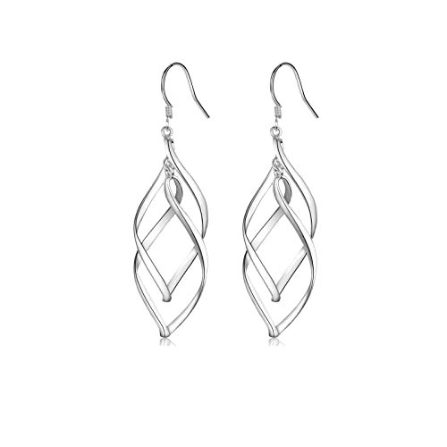 Ohrstecker Ohrringe Silber 925 Hängend, Haken Silber Damen Ohrringe, Ohrhänger Ohrringe Twist Lang, Ohrringe Hängend, Ohrschmuck mit Geschenkbox für Frauen Mutter Mädchen zum Geburtstag Muttertag Cover