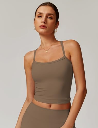 Image of QBGJTD Womens Longline Sports Bras Cross Back Active Gym Yoga Padded Workout Crop Tank Top with Built in Bra
