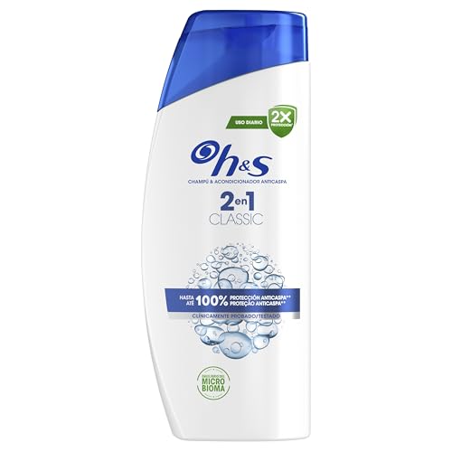H&S Classic Champú y Acondicionador Anticaspa 2 en 1 625ml. Hasta 100% de Protección Anticaspa, Clínicamente Probado. Frescor y Limpieza