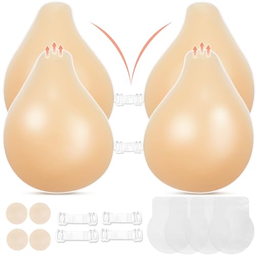 Sticky Bra Push Up 2 Pairs, Nipple Covers for Women Silicone Strapless Adhesive Bra Pasties