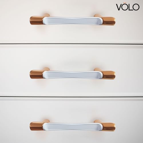 Image of VOLO Wardrobe Cabinet Handle - Sleek Pull Handle for Drawers, Wardrobes, Sliding Doors, and Cabinets in Kitchen, Bedroom, and Office (R-241) (2, Rose Gold, 96MM (4 Inch))