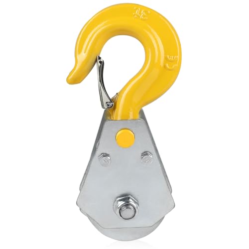 SWAWIS 3 Tonnes Poulie de Levage Poulie de Renvoi Poulies Convient pour Corde de 17 mm Chargement et Traction avec Roulements Crochet Pivotant et Loquet