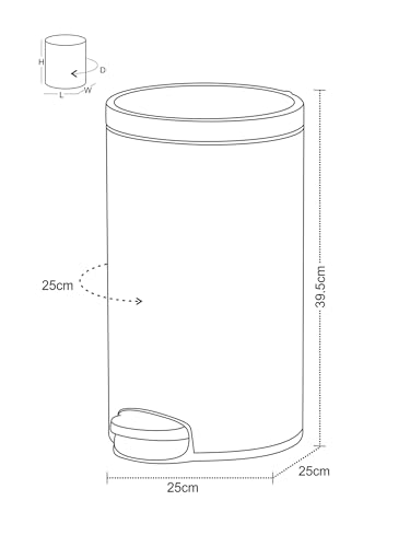 Image of Obsessions EKO Soft-Close Bathroom Trash Can - 12L Stainless Steel Pedal Bin with Lid & Liner, Elegant White Waste Basket for Home & Kitchen