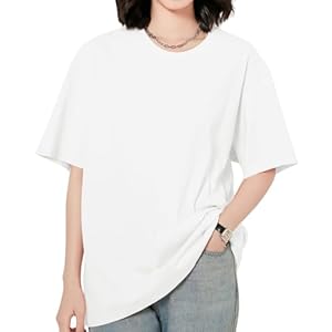 [Adcey] tシャツ レディース 半袖 【定番こなれ半袖Tシャツ・肌なじみ良い綿100】 春 夏 カットソー ティーシャツ クルーネック ゆったり カジュアル 着痩せ コットン100% 薄手 通気性 吸汗速乾 シンプル 無地 おしゃれ きれいめ お出かけ(L, ホワイト)" 