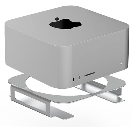 IFCASE Aluminum Desktop Mount Stand for Mac Studio Mac mini M2 M1 - Improved Cooling Desk Organization (Silver)
