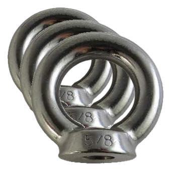 Image of US STAINLESS Stainless Steel 316 Lifting Eye Nut 5 /8 inch UNC Heavy Duty Marine Grade Pitch of 11 (Pack of 3)