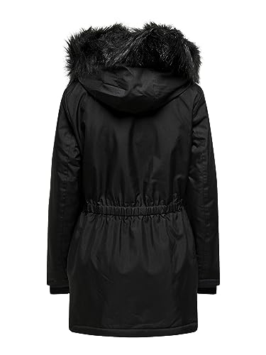 ONLY Damen Winterparka Iris 15213755 Damenjacke mit Fellkapuze black: black fur XXL