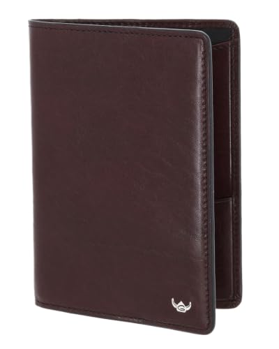 Estuche de identificación con RFID Protect Golden Head de cuero burdeos