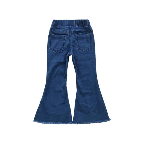 Todder Western Blue Elastic Band Girl Jeans Bell Bottom Pants2