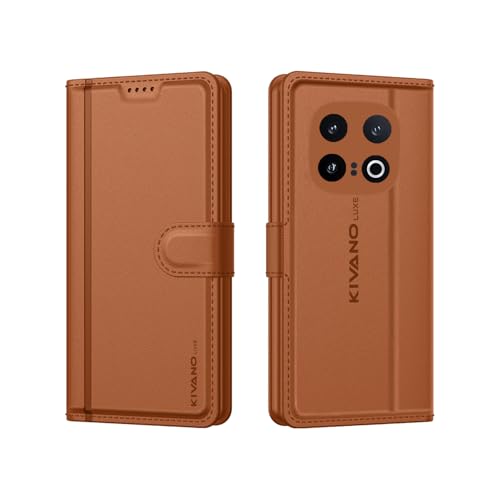 Image of KIVANO LUXE Compatible for iQOO 13 5G Luxury Handmade Leather Magnetic Flip Folio Case | Card Holder & Kickstand | Slim Protective Cover | Unisex - Brown