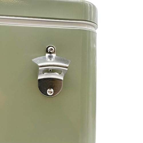 Image of FSE Hard-Sided 54 Qt. / 80 Can Metal Cooler | Durable outdoor beverage cooler with latch closure, bottle opener and side handles. Ideal for picnic or tailgate use