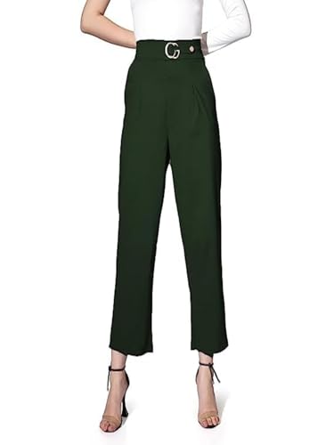 Image of DHRUVI TRENDZ Trousers for Women | Women Relaxed Fit Trousers | Women's High-Waisted Pant | Women Trousers Pants | Korean Trousers for Women