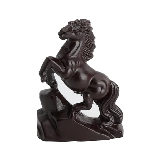 ZRUEWOT Déco Cheval en Bois Statue Cheval`s en ébène 8 cm, Figurine sculptée à la Main, Style chevals Rouge cheva de feu, Cadeau Bureau, Nouvel an Chinois...