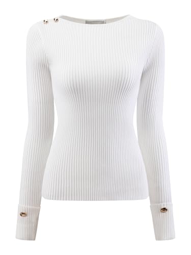 Women's Long Sleeve Pullover Sweater 2025 Spring Boat Neck Split Hem Casual Work Ribbed Knit Top