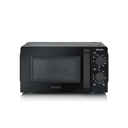 SEVERIN Four Micro-ondes, Gril 900W, 19 L, 9 niveaux de puissance, Minuteur 30 min, Plateau tournant amovible (Ø24,5cm), Noir, MW 9182