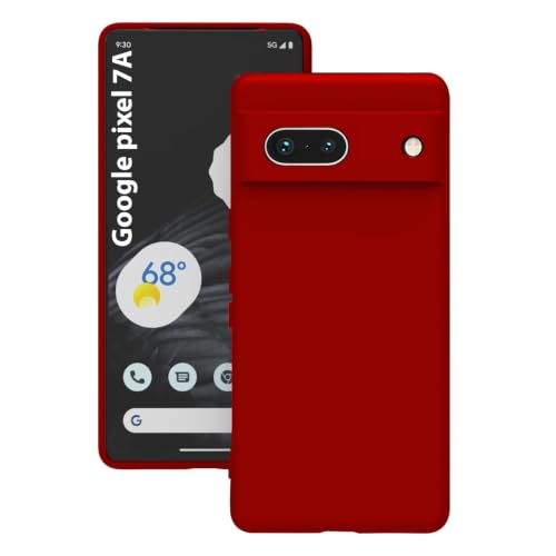Image of KACA Silicone Back Case for Google Pixel 7a, Soft-Touch, Shockproof Phone Back Cover for Google Pixel 7a (Red)