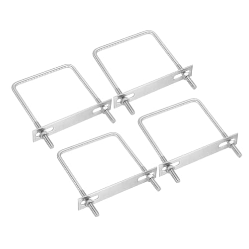 Image of PATIKIL M8x100x100mm Square U-Bolts Kit, 4Set 304 Stainless Steel Square U Shaped Bolts Replacement Parts with Frame Plates and Nuts for Ski Board Sailboat Trailer