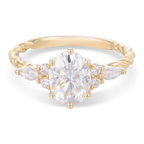 Moissanite Rings for Women, VVS1 Clarity Diamond Engagement Rings, Sterling Silver with 14K White Gold Plated Wedding Bands for Women, Promise Eternity Ring Ideal for Wife Mom Her