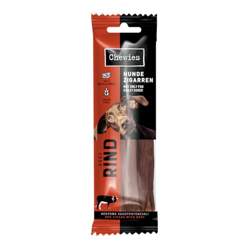 Chewies Hundezigarre, Getreidefrei, Ohne Zuckerzusatz, für Hunde Aller Altersklassen, hoher Proteingehalt (75g (1 Packung), Rind)