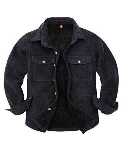 ThCreasa Boys Sherpa Lined Buffalo Plaid Shirt Jacket