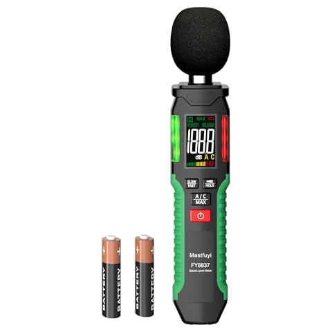 Mastfuyi Decibel Meter, Sound Level Meter 30-130 dB with A/C Weighted, Digital Audio Noise Measure Device, Portable SPL Meter with LCD Color Display, Data Hold, MAX Hold, Flashlight for Home Office Cover