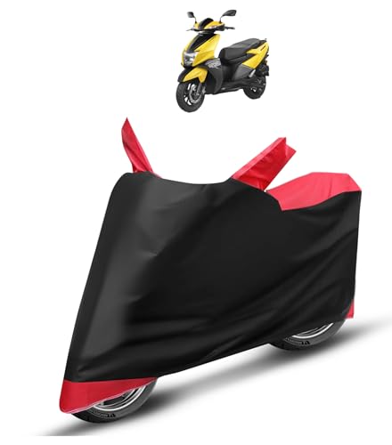 Image of Auto Hub Scooty Cover Compatible with Suzuki Access 125 with Mirror Pocket, Dustproof, Heat Resistant, Triple Stitched, Access 125 Scooty Cover- Black, Red