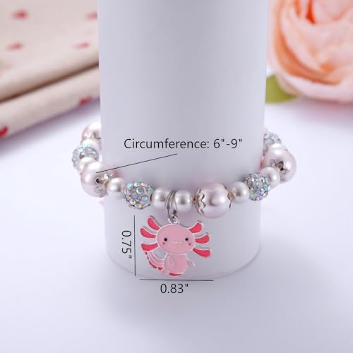 Kvekstio Cute Axolotl Gift, Sparkly Pink Axolotl Charm Beaded Bracelet for Daughter Granddaughter Niece, Axolotls Lover Accessories for Birthday, Graduation, Tough Time Healing Support Gift3