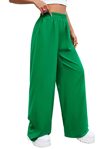 Floerns Women's Casual High Waisted Pleated Wide Leg Palazzo Pants Trousers3