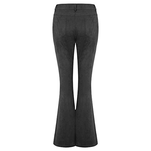 image for VEZAD Store Women's Flare Bottoms Pants Suede Low Waist Solid Color Ca