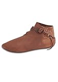 Battle-Merchant Wikingerschuh Heimdall, braun Lederschuh Schnürlose Halbschuh Edelmann Mittelalter - LARP - Wikinger Schuhe Größe 36-47 (45)