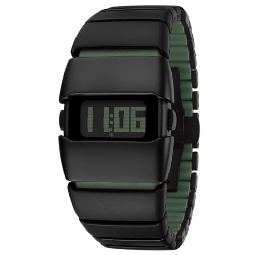 Image of WiseWalker Unisex GenZ Luxury Style Digital Gold Watch Unique Band with LED Display Digital Watch | Retro Digital LED Watch Black Display Screen Modern Fashion Timepiece | Wristwatch For Men and Women
