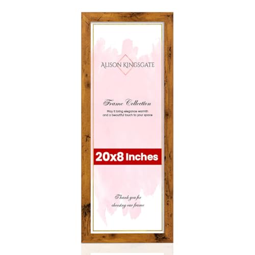Alison Kingsgate Modern 20x8 Rustic Oak Picture Frames - Engineered Wood Photo Frame with Shatterproof Perspex Front - Ideal for Posters, Certificates & Artwork - Wall Mount or Tabletop Display