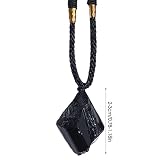Monozoz Naszyjnik z czarnym turmalinem | Naszyjnik z kryształowym kamieniem amulet wisiorek, czarny łańcuszek dla kobiet, kryształowy modny wisiorek biżuteria, 1, 1