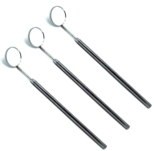 Set of 3 Dental Examination Mirror 5 Diagnostic Stainless Steel Octagon Handle Premium Instruments