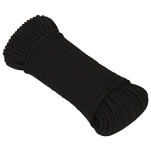 Corde de bondage - Corde à linge - Noir - 5 mm - 50 m - Polyester - Pour jardin, bricolage, décoration, groupage et camping