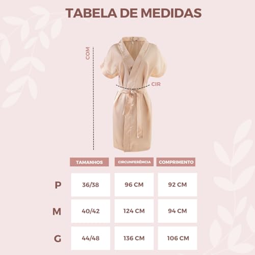 Robe De Cetim Roupão Kimono Cetim Noiva Madrinha Hobby Feminino Debutante (BR, Alfa, G, Regular, Reg