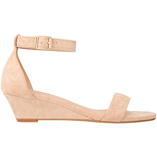 ILLUDE Women's Open Toe Ankle Strap Low Wedge Sandal Comfortable Platform Heeled Sandals2