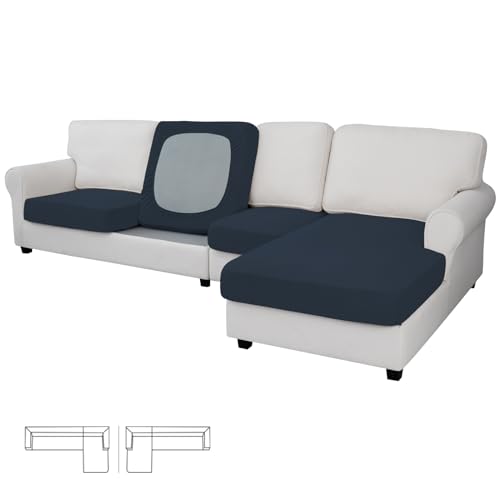 Image of Easy-Going Stretch 4 Pieces Couch Cushion Covers for Sectional Sofa L Shape