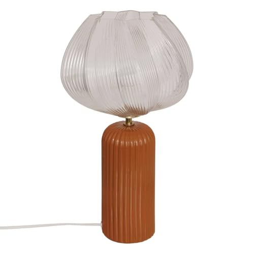 Atmosphera - Lampe à Poser Phylas Camel – H45,5cm – Base en Céramique et Abat-jour en Verre – Ampoule Non Incluse – Éclairage Décoratif Intérieur