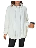 SOLY HUX Women's Maternity Winter Coat Fleece Zip Up Maternity Jackets for Pregnant Women Coat Extender for Pregnancy Pure White Medium