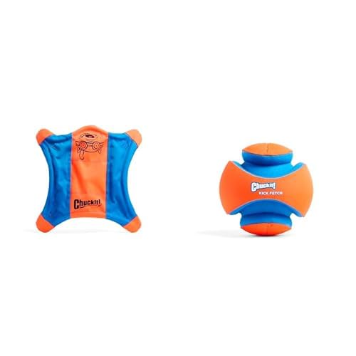 Chuckit Dog Toy Bundle 9 5-inch Flying Squirrel Fetch Toy Medium 8-inch Kick Fetch Ball Large - Water